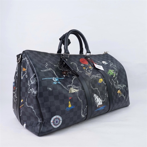 Túi LV Keepall ô vuông đen in hình sz50 (BQ) KG+