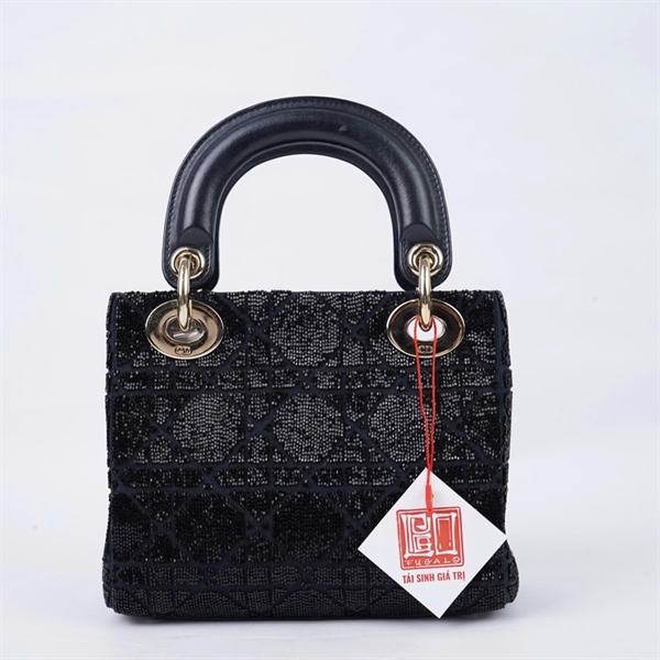 Túi Dior Lady đen đính cườm (04-MA-0243) szmini (BQ) KG+