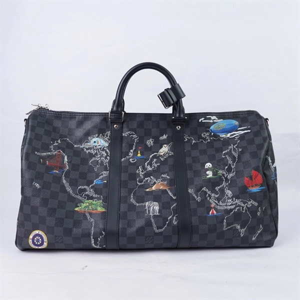 Túi LV Keepall ô vuông đen in hình sz50 (BQ) KG+