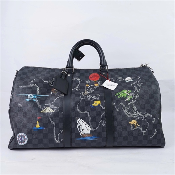 Túi LV Keepall ô vuông đen in hình sz50 (BQ) KG+
