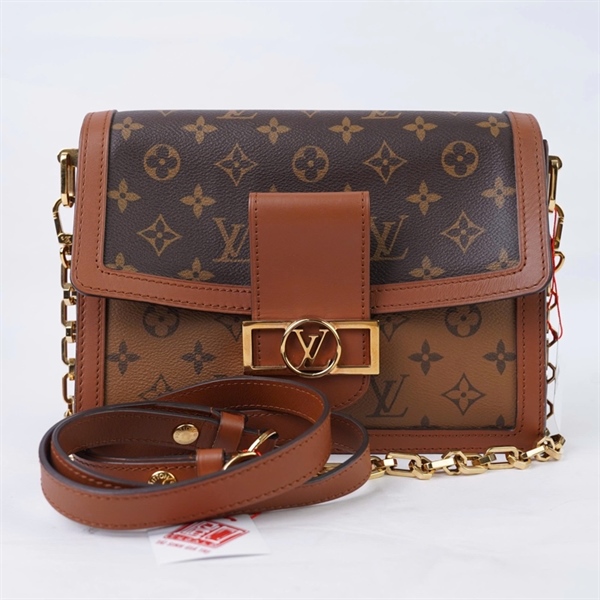 Túi Dauphine hoa nâu 2 strap (FL4230) sz24 (BQ) KG+