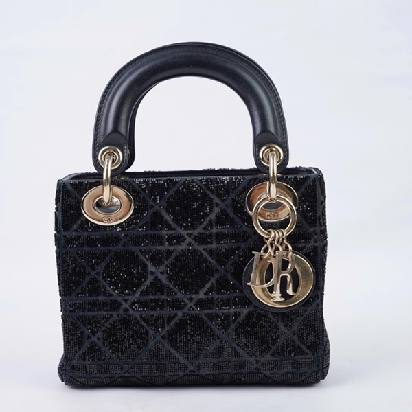 Túi Dior Lady đen đính cườm (04-MA-0243) szmini (BQ) KG+