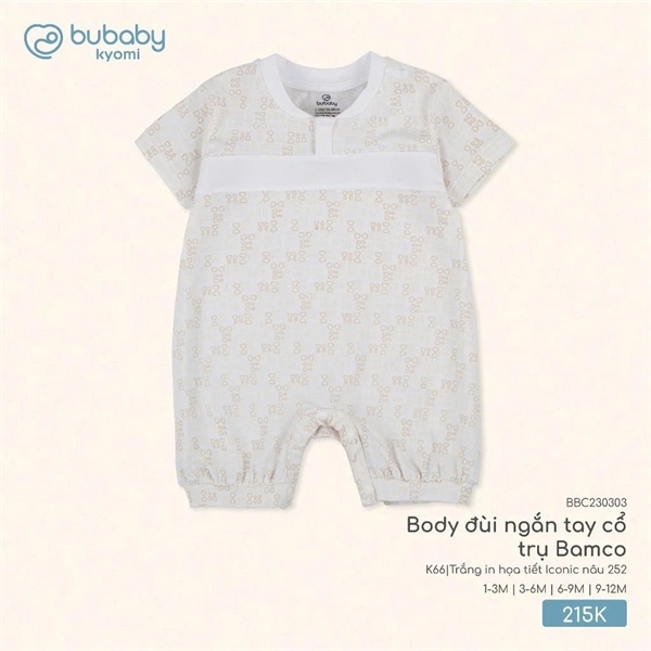 BC2303 - 3M/9M Body đùi ngắn tay cổ trụ Bamco Bubaby