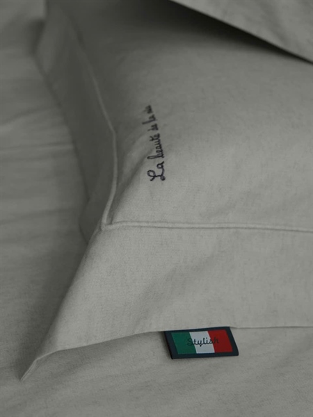 Bộ ga trơn | Cotton Hồng ngoại xa - mài tráng gốm - SS03.03 - Thêu "La beaute de la rue"