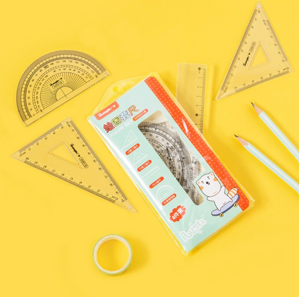 Bộ thước 4 chi tiết trong suốt 15cm (20 bộ/hộp, 480 bộ/thùng)