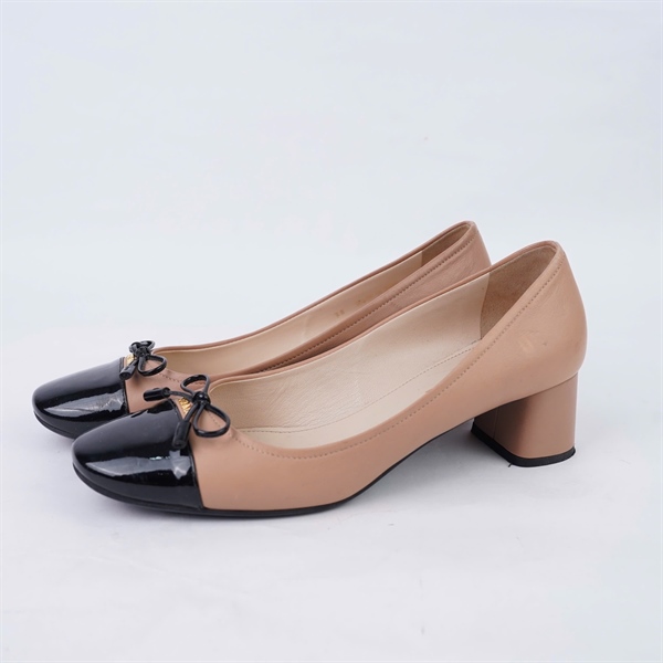 Giày Prada nâu pha đen sz38 cao 4cm (HN) KG+