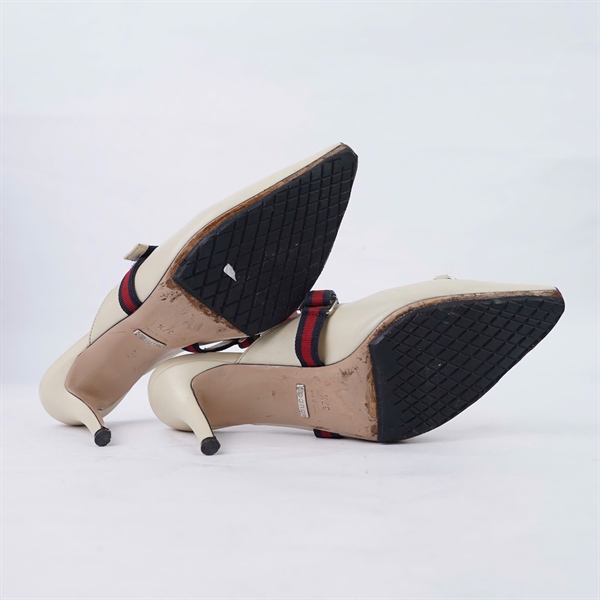 Giày GG nude kẻ sọc sz37,5 cao 8cm (HN) KG+