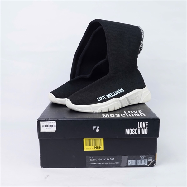 Giày Moschino boot đen sz38 (HN) KG+