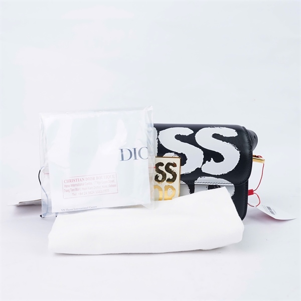 Túi Dior kẹp nách đen in chữ (84-MA-0274) sz22 (BQ) KG+