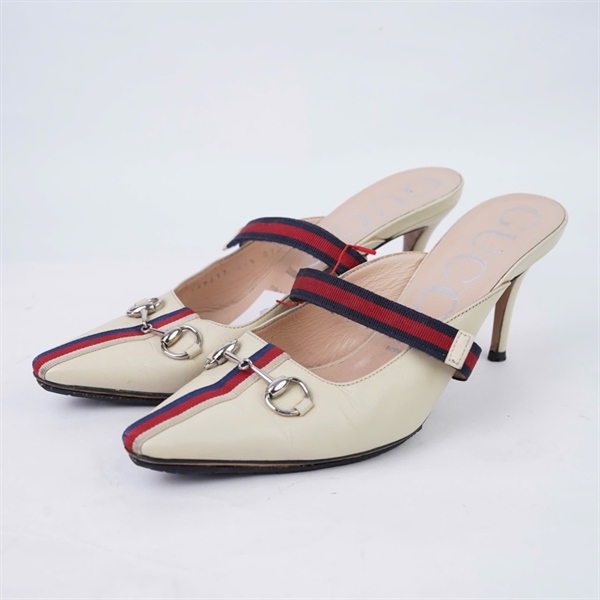 Giày GG nude kẻ sọc sz37,5 cao 8cm (HN) KG+