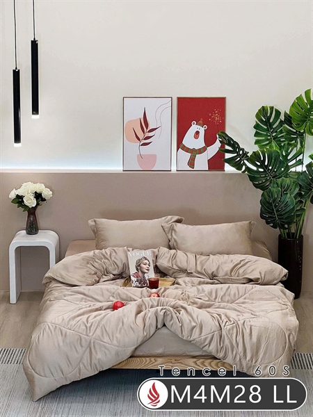 Chăn hè (Vỏ mền/ vỏ mền chần) Tencel 60s màu nâu nhạt