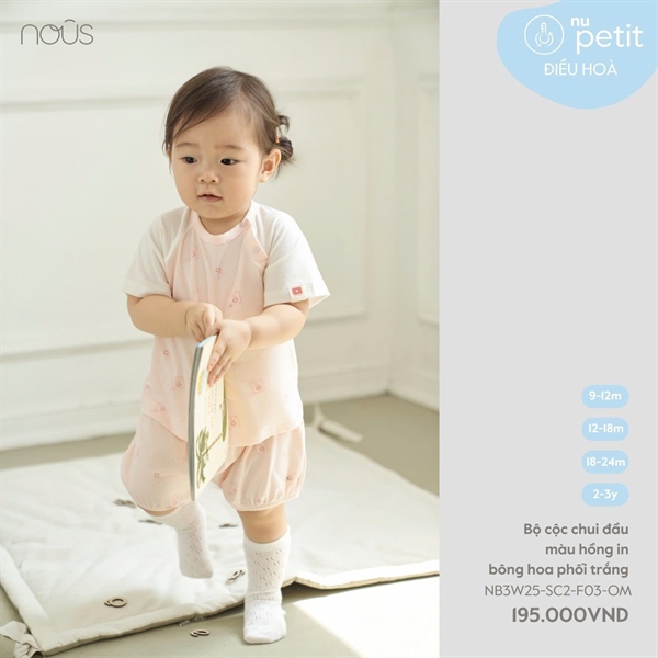 NS2500 - 12M/3Y Bộ cộc chui đầu màu hồng in bông hoa phối trắng