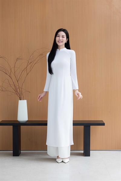 Áo dài truyền thống lụa cổ thấp