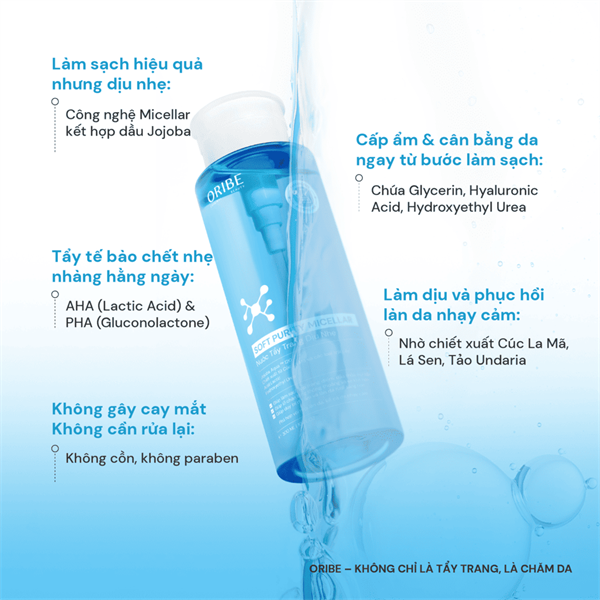 SOFT PURITY MICELLAR – Nước tẩy trang dịu nhẹ ORIBE giúp làm sạch bụi bẩn, dầu thừa, make up mà vẫn giữ lại độ ẩm trên da (300ml) 4
