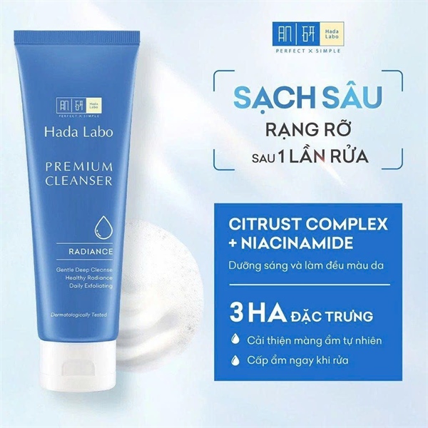 Sữa rửa mặt dưỡng sáng cao cấp Hada Labo Premium cleanser Radiance 100g 2