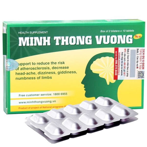 Minh thông vương (Giúp giảm xơ vữa động mạch, phòng tai biến) (H*2vỉ*10viên) - Quốc Tế