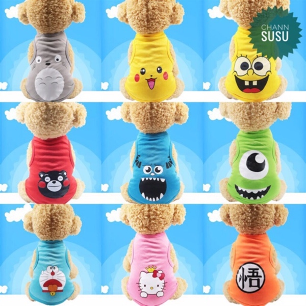 Áo mùa hè nhiều hình dễ thương cho chó mèo thú cưng