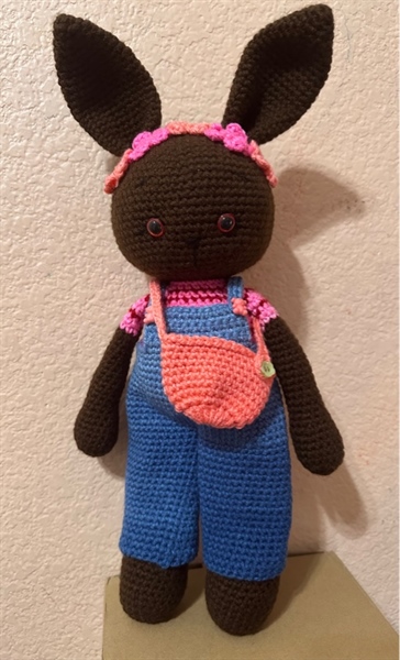 Handmade Crochet Black Bunny Amigurumi 17inch
