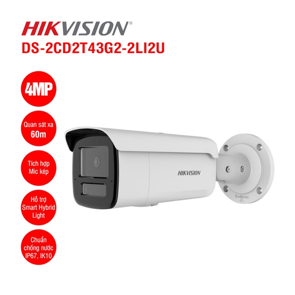 Mắt CAM IP Hik DS-2CD2T43G2-2LI2U 4MP (HN 60m)