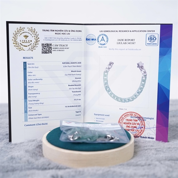 Lắc tay cẩm thạch 18 hạt ly 13.16-8.60x 2.65 (345587)+