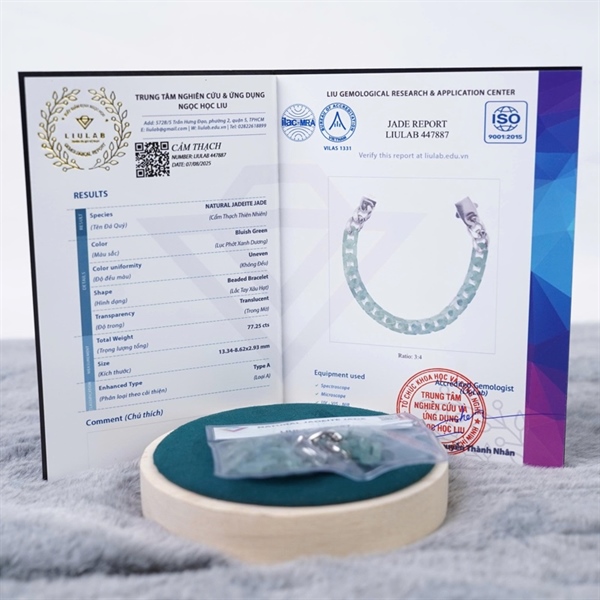 Lắc tay cẩm thạch 18 hạt ly 13.34-8.62x 2.93 (447887)+