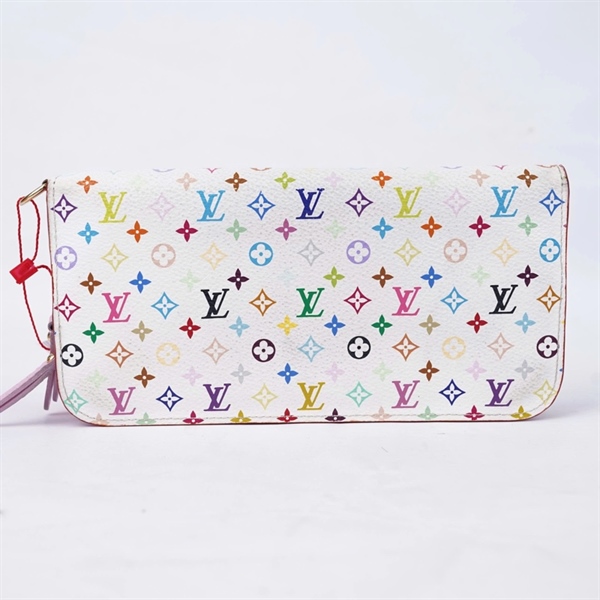 Ví LV trắng họa tiết Multicolor gập 2 (LT) KG+