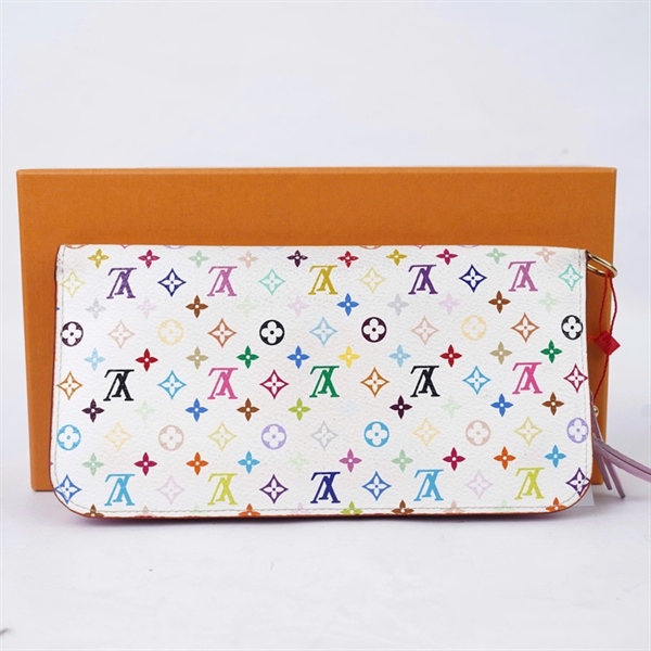 Ví LV trắng họa tiết Multicolor gập 2 (LT) KG+
