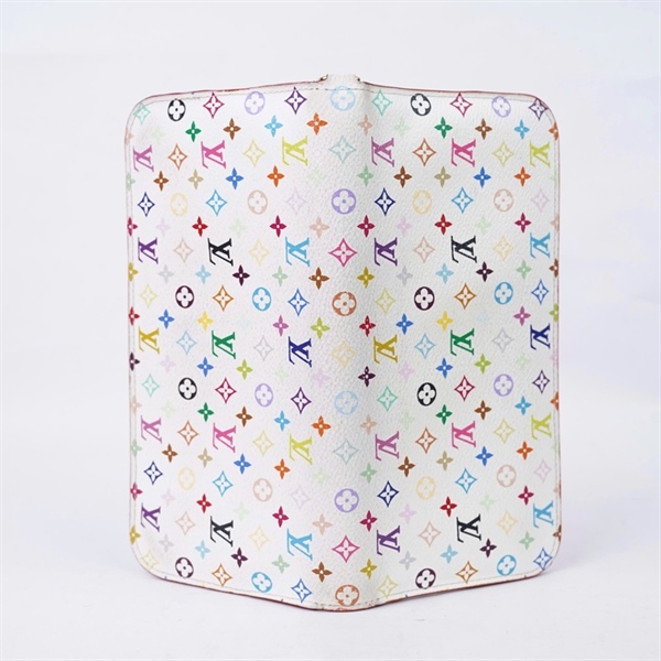 Ví LV trắng họa tiết Multicolor gập 2 (LT) KG+