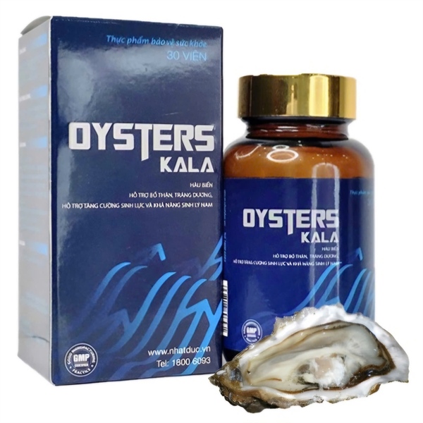 Oysters Kala (hàu biển, hỗ trợ bổ thận tráng dương...) (Lọ*30viên) - Diamond Pháp