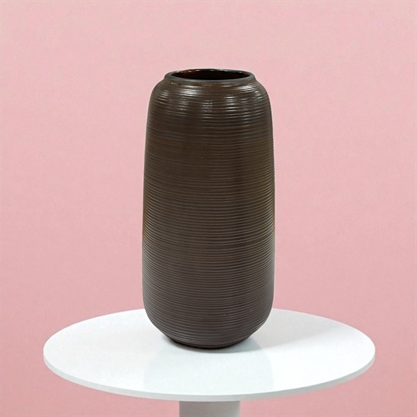 Bình hoa gốm sứ nâu dáng đu đủ ganh ngang cao