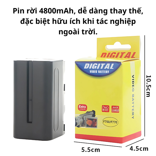 Bộ 2 Pin + Sạc Cho Đèn LED Light Kit Pro E600 E800