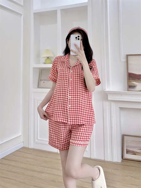 Pijama ngắn Caro Red