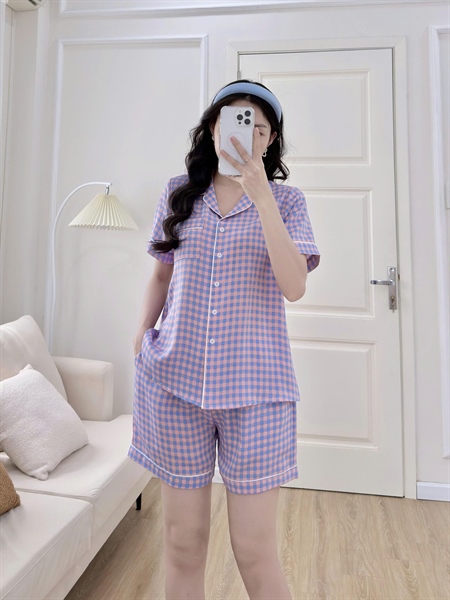 Pijama ngắn Caro Blue