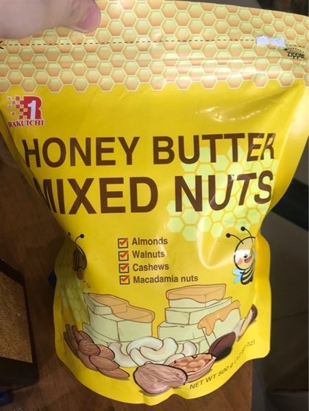 Hạt Mix Honey Butter Mix Nuts Rakuichi Nhật Bản Túi 500g
