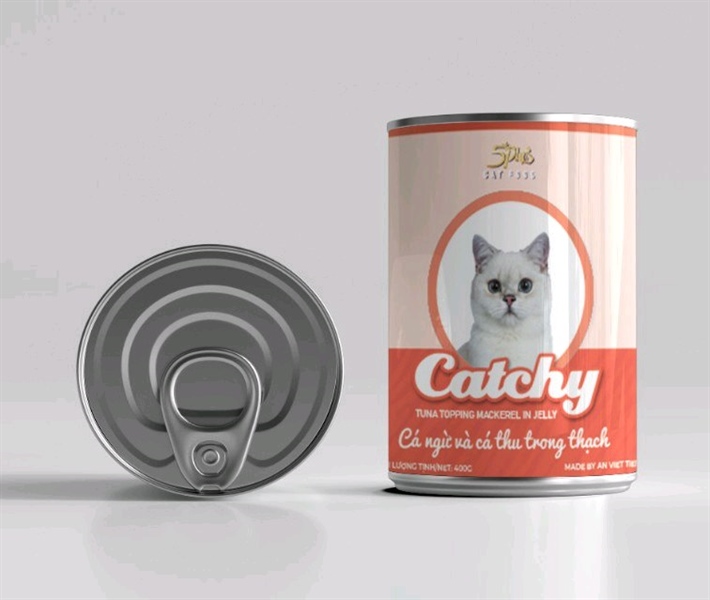 Pate lon Catchy cho mèo vị Cá ngừ & Cá thu 400g