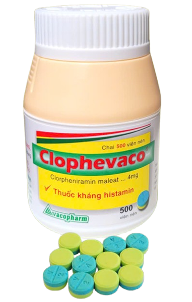 Clophevaco Clorpheniramin 4mg Vacopharm (C/500v)
