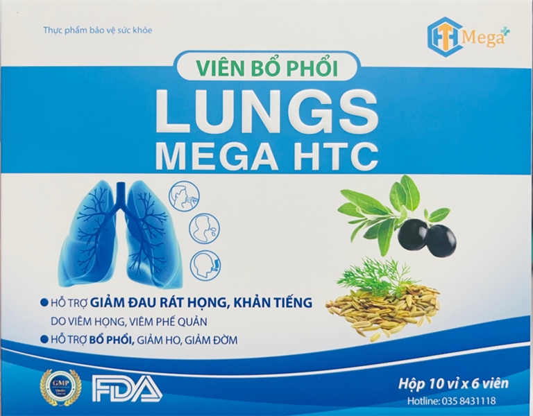 Viên bổ phổi Lungs Mega HTC (Hộp 10 vỉ x 6 viên) - Tùng Lộc