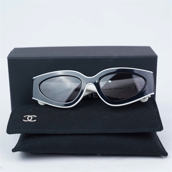 Kính Chanel đen viền trắng C1656/53 (54-20-140) (A-T) KG+