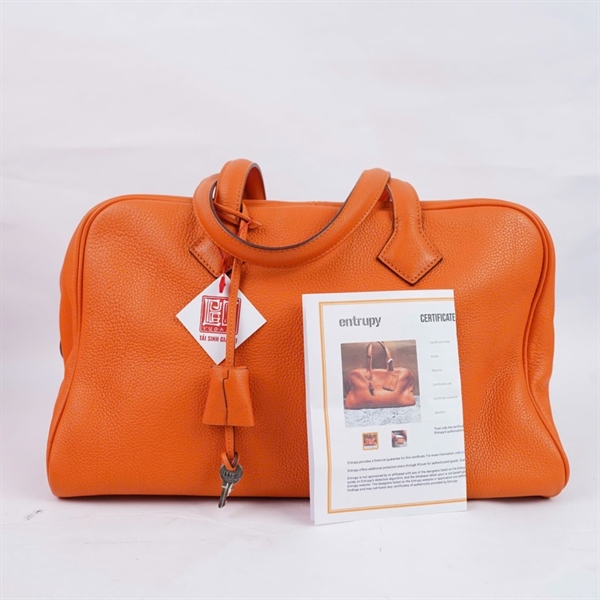 Túi Hermes Handle cam kèm ổ+ 1 chìa stamp L sz36 (A-T) KG+