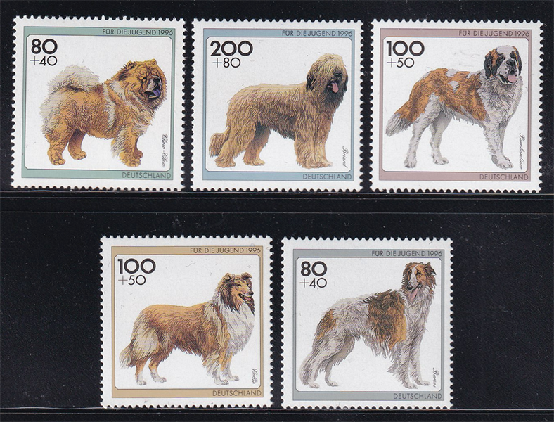 Bộ 5 Tem Đức - Chó | Germany - Dogs 1996 (5) | Mint