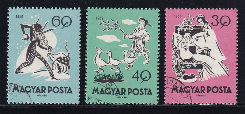 Bộ 3 Tem Hungary - Truyện Cổ Tích | Hungary - Fairy Tales 1959 (3) | Used/CTO
