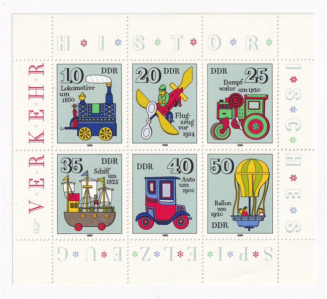 Tờ Tem Đông Đức - Giao Thông Lịch Sử | DDR - Historical Transport 1980 (4) | Mint