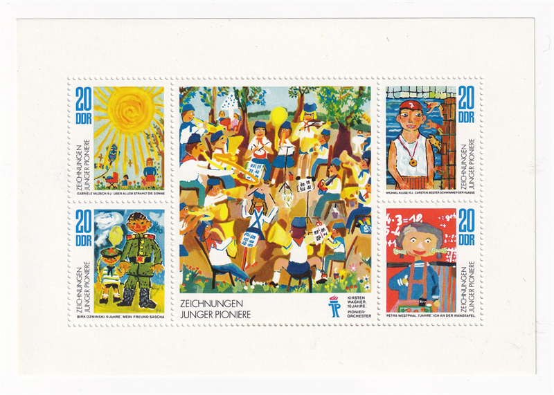 Block Tem Đông Đức | DDR - Drawings Of Young Pioneers 1974 (1) | Mint