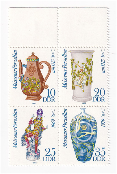 Bộ 4 Tem Đông Đức - Sứ Trung Hoa Meissen | DDR - Meissen Porcelain 1982 (4) | Mint