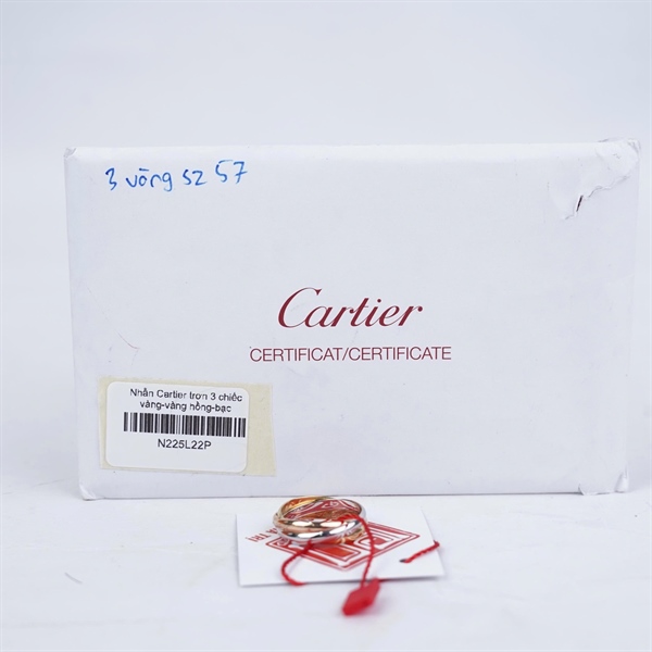 Nhẫn Cartier trơn 3 chiếc vàng-vàng hồng-bạc (TNX843) sz57 (LTB) KG+