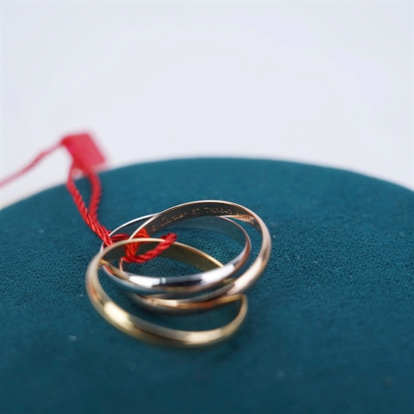 Nhẫn Cartier trơn 3 chiếc vàng-vàng hồng-bạc (TNX843) sz57 (LTB) KG+