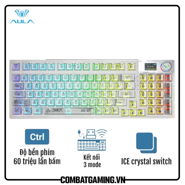 Bàn phím cơ Aula F98 Pro RGB Trắng
