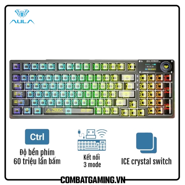 Bàn phím cơ Aula F98 Pro RGB Đen, Ice Crytal Switch (C4635)