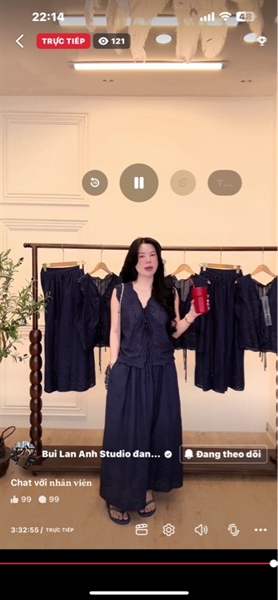 Set thô hoa sát nách buộc dây cv dài ( XANH ) 1000