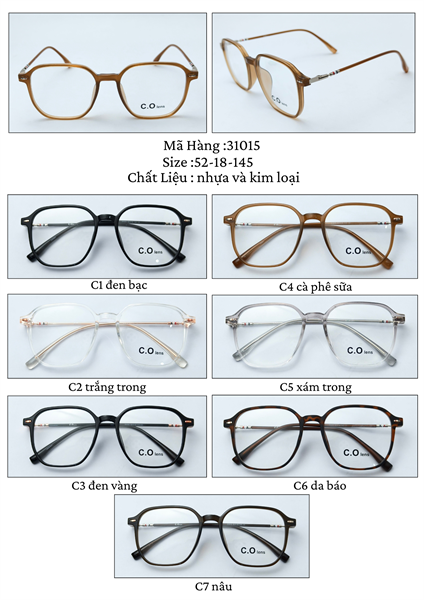 Gọng Nhựa Kim loại 80 C.O lens mã 31015
